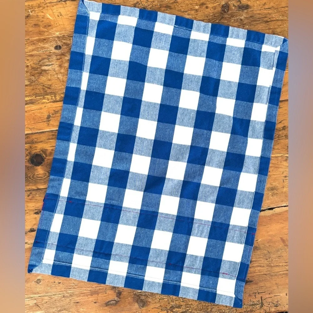Handmade Kitchen Towel Blue & White Buffalo Chck 19” x 24” farmhouse Cottagecore